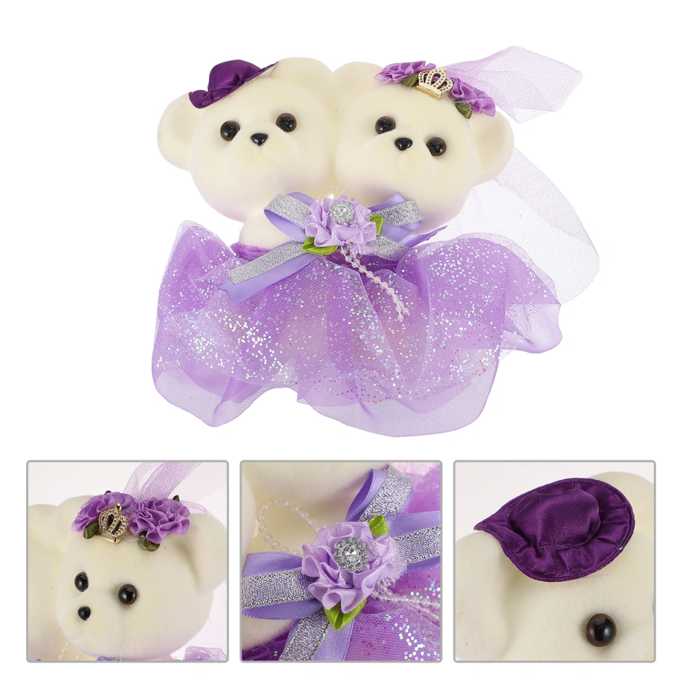 2 Pcs Mini Bears Dolls Adorable Doll Adornment Bridal Gift Car Interior Ornament