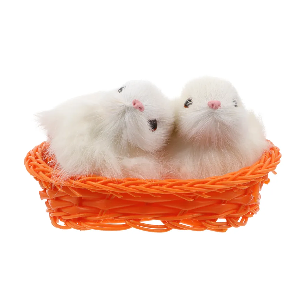 1 Pair Simulated Rabbit Toy Adorable Fluffy Rabbit Model Animal Toy Model Decor