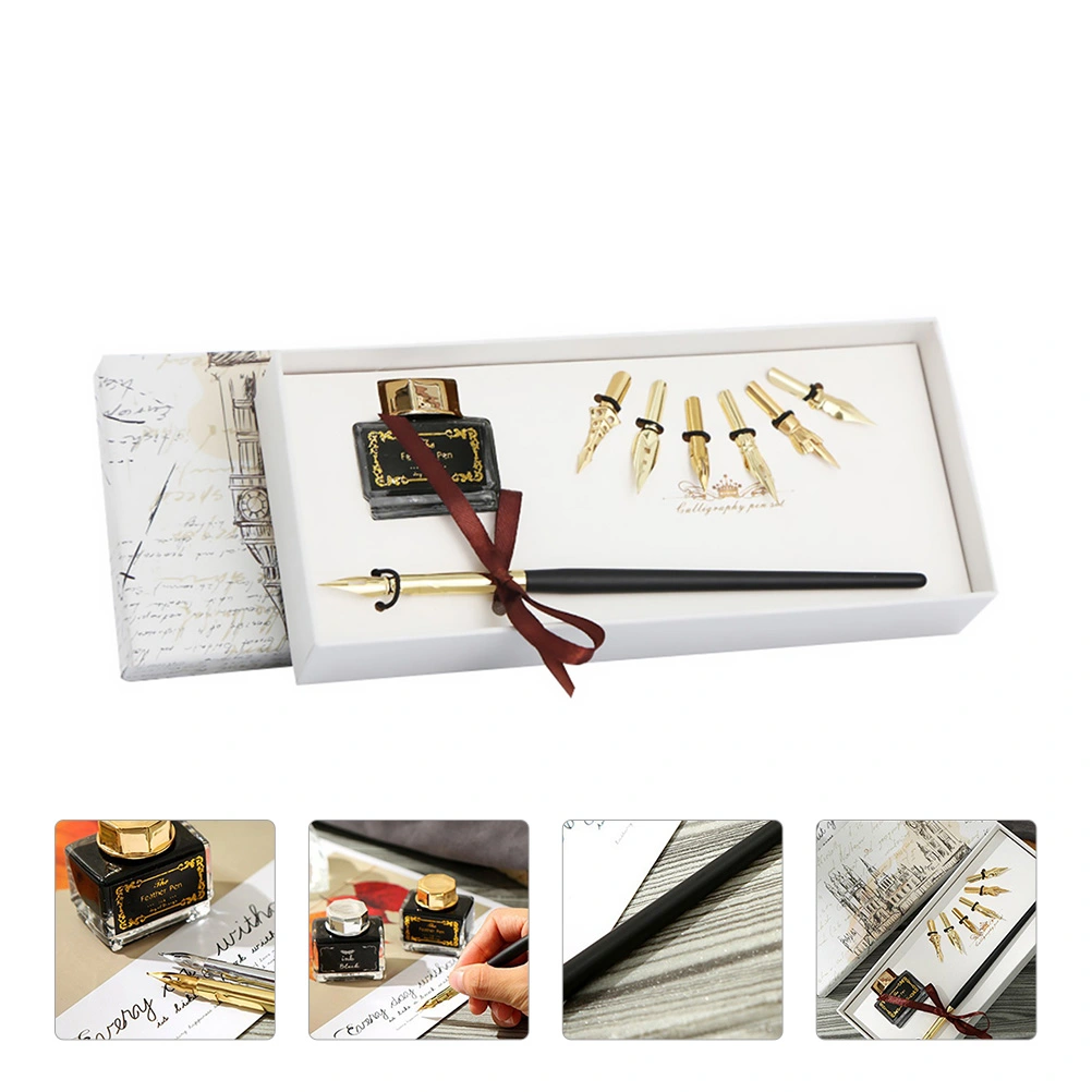 1 set of Retro Calligraphy Pens Ink Dip Pen Set for Art Writing Drawing