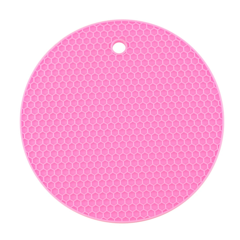 Round Coaster Non-slip Silicone Cushion Pot Pan Mat Heat Resistant Mat Pad Kitchen Accessories (Pink)