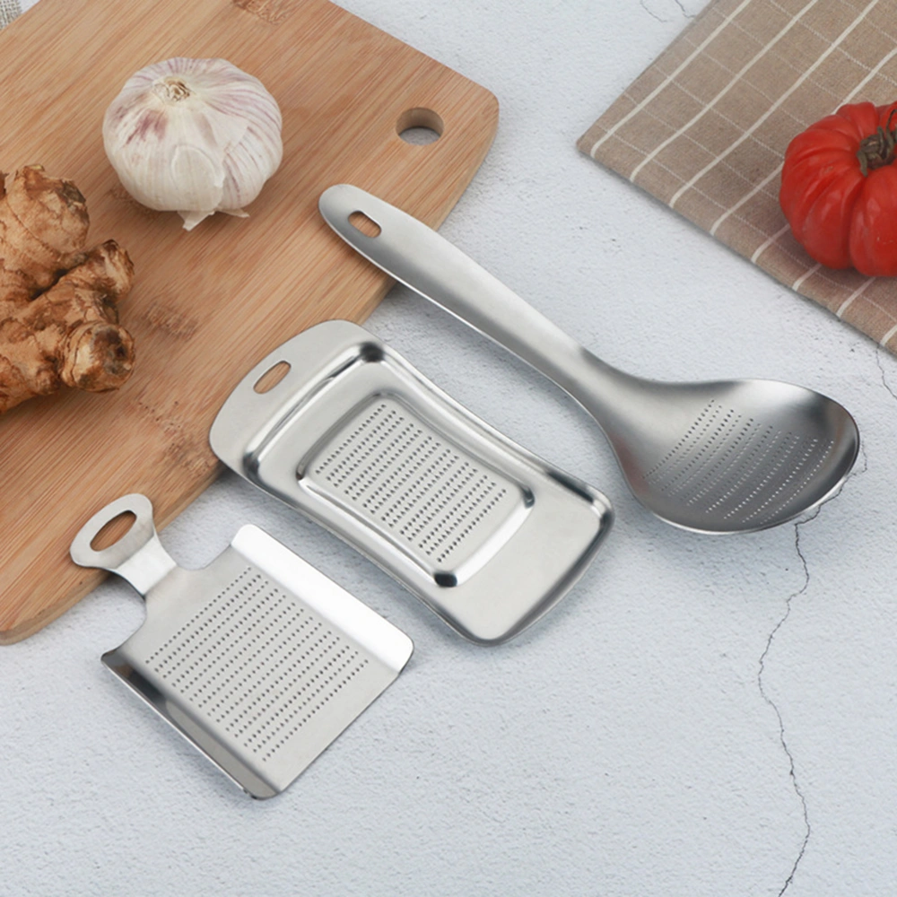 3pcs Kitchen Gadget Stainless Steel Garlic Press Garlic Crusher for Home Restaurant Hotel (Sqaure Shape + Spoon Shape + Rectangular Shape Silver)