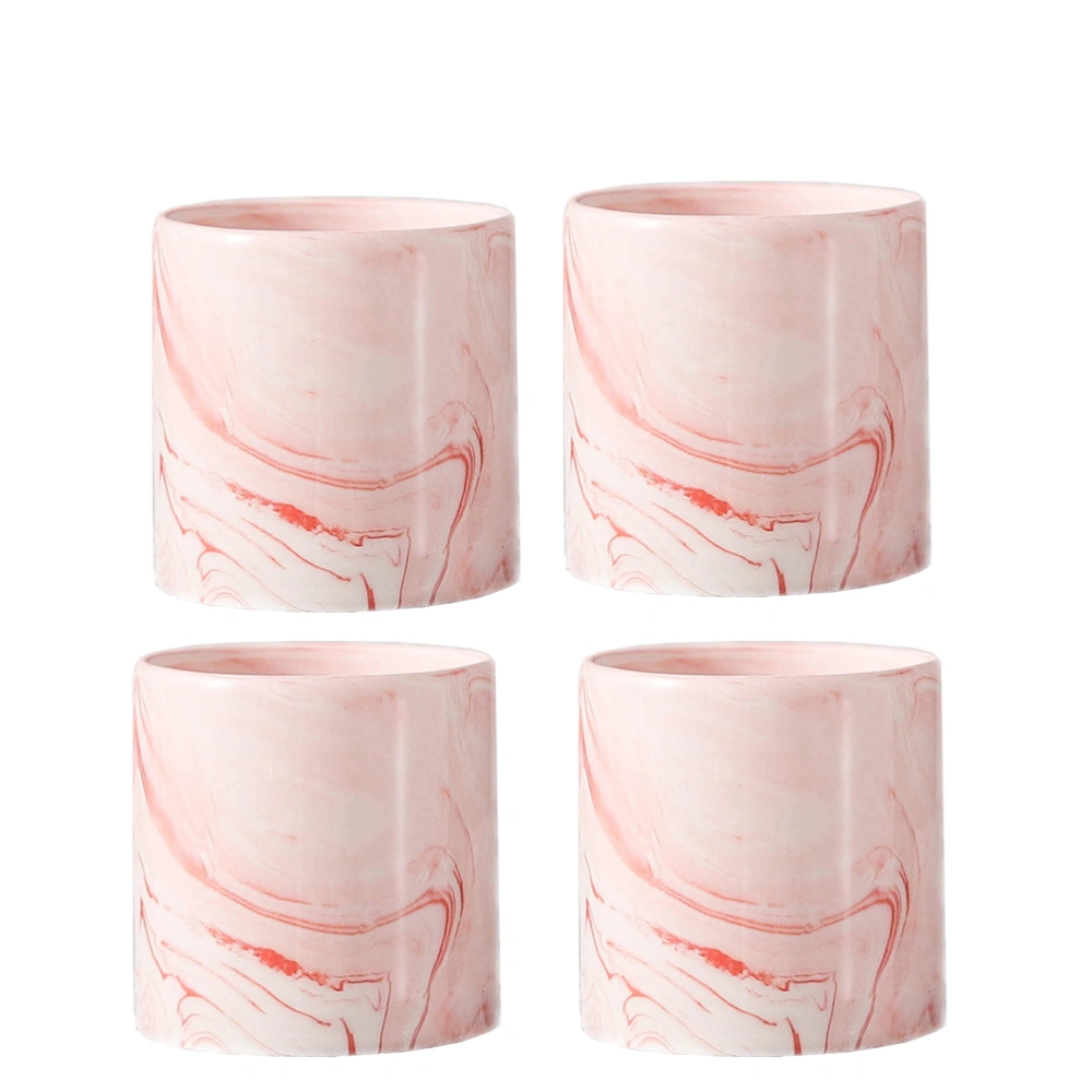 4Pcs Marble Vein Pattern Flowerpot Mini Planter Minimalist Desktop Flower Pot Mini Tabletop Decoration Succulent Planter 0019 Pink