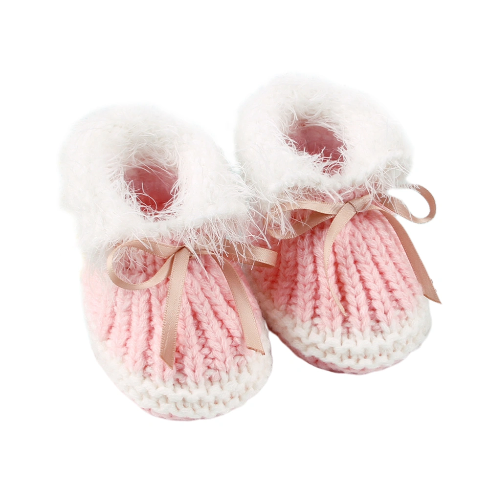 1 Pair of Fashion Baby Shoes Unisex Woven Prehobblers Plush Winter Shoes for Infants Toddler (Pink 12-18 Months Old)