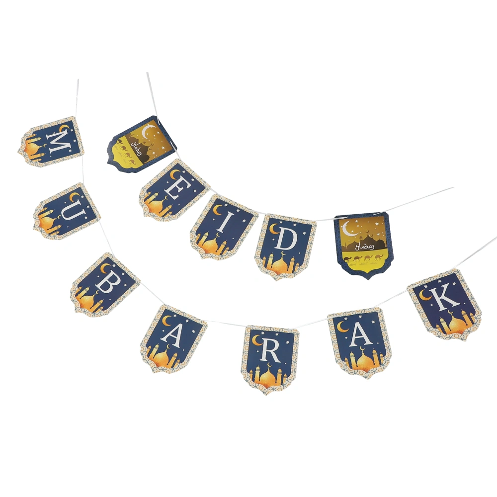 Ramadan Bunting Party Favors Eid Mubarak Printing Garland Banner Photo Props Pull Flag Layout Decoration