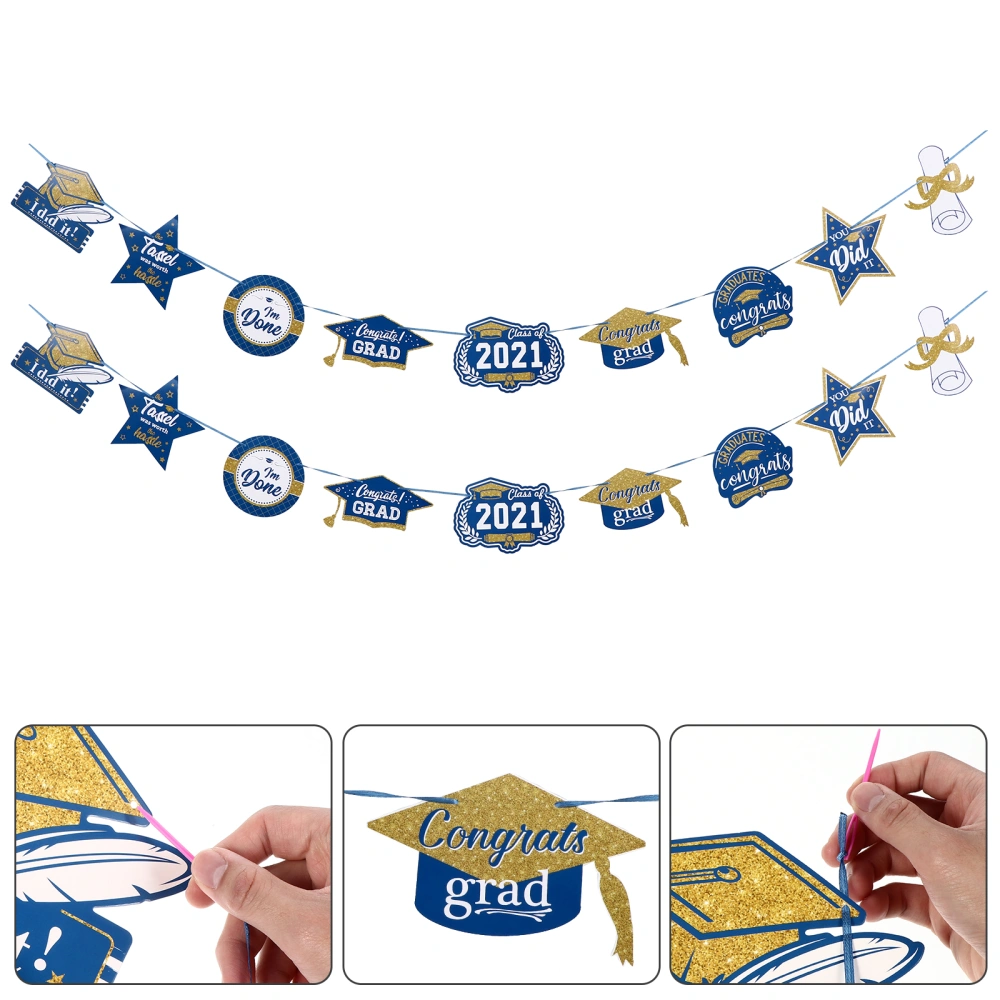 2pcs Graduation Season Party Hanging Banners Party Scenes Hanging Ornaments