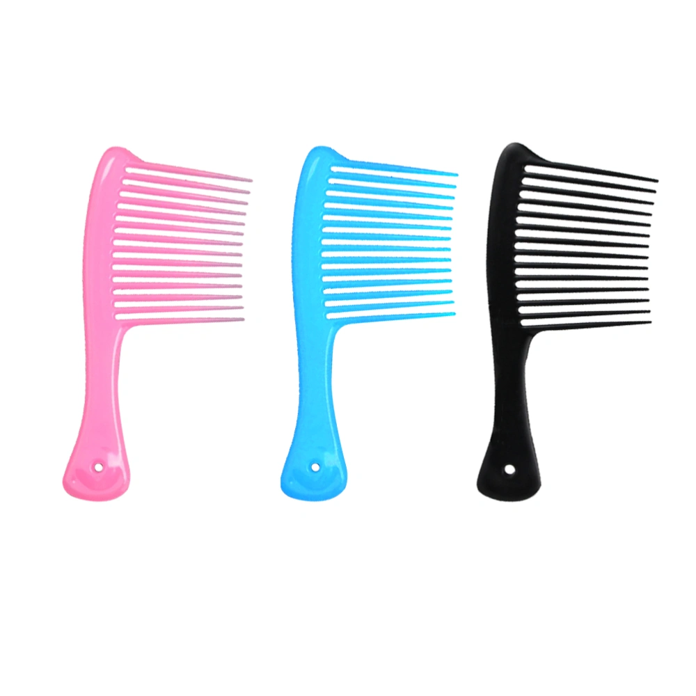 6pcs Plastic Hair Comb Wide Teeth Slicked-back Professional Hairdressing Comb Hair Styling Combs Non Tangling Haircut Combs for Salon Household (Black,Pink,Sky-blue)