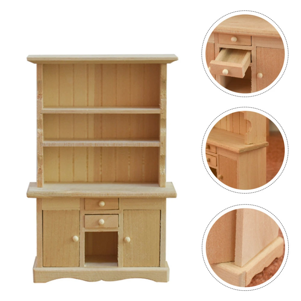 1Pc 1/12 Mini House Miniature Furniture Wooden Bookshelf Desktop ornament