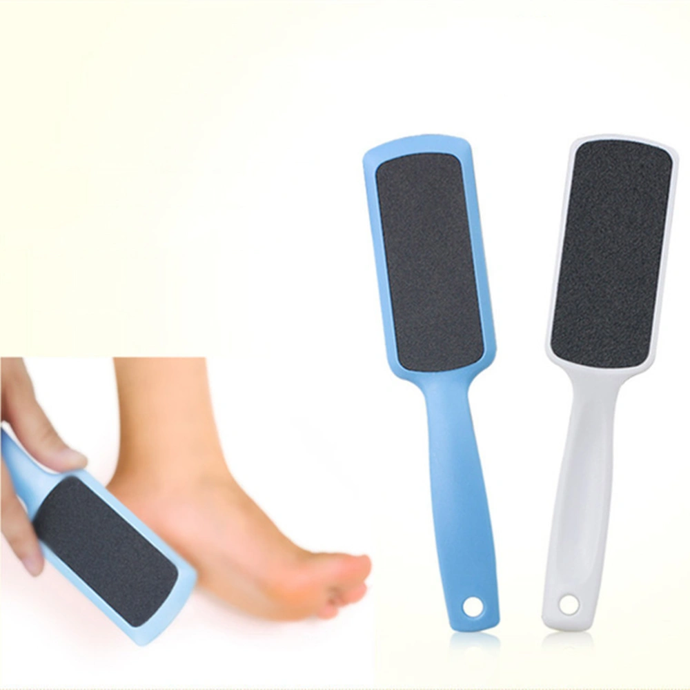 4 Pcs Grinding Foot Plastic Handle File Callus Remover Foot Rasp Callus Removal Pedicure Tool for Foot Use (Blue, White Style, 2 for Each)