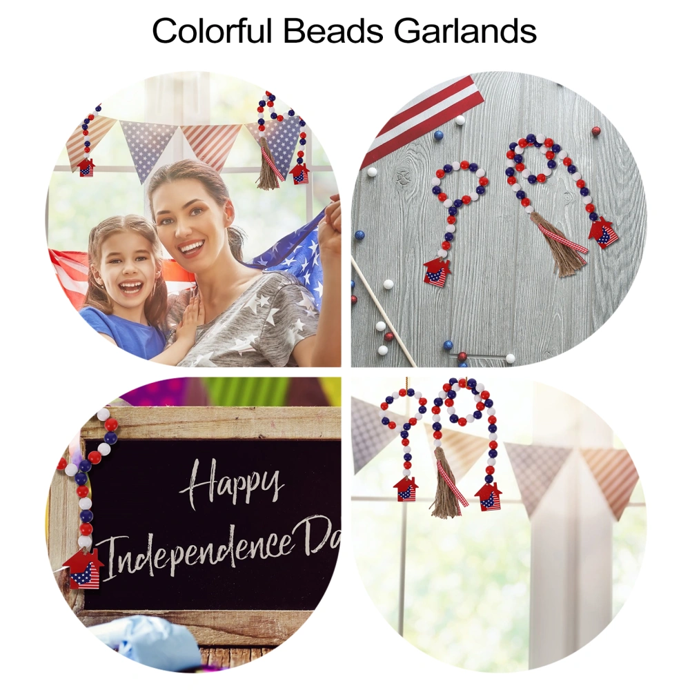 1 Set 3 Pcs Independence Day Decors Wood Bead Garlands Tassel Decors (Assorted Color)