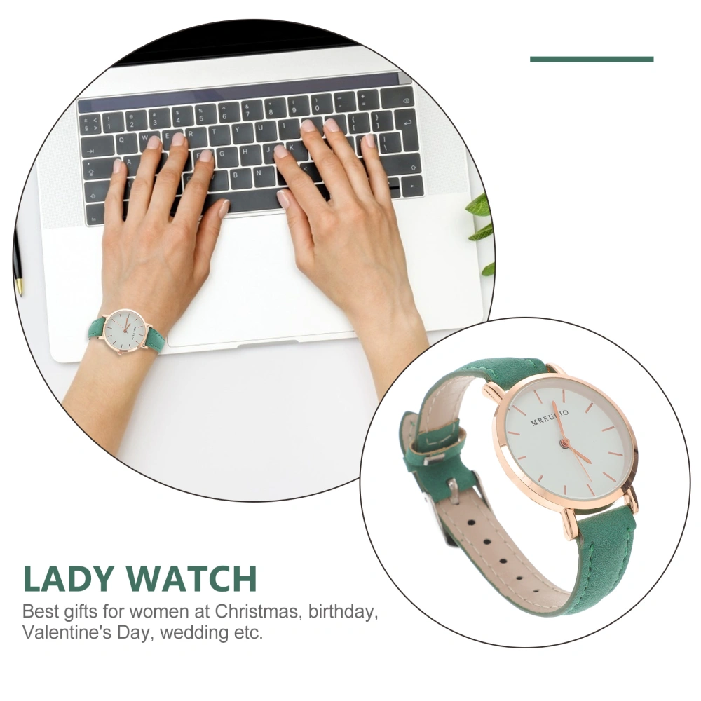 1PC Women Watch Casual Leather Strap Wrist Watch Quartz Watch for Ladies Girls (Green)