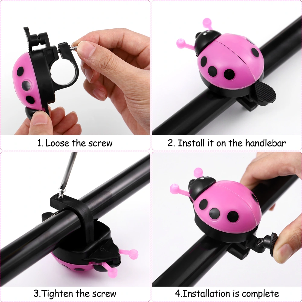 BESPORTBLE Ladybug Bike Bell Lovely Funny Cycling Bell Ring Crisp Sound Bell Suitable for Folding Bike MTB (Pink)