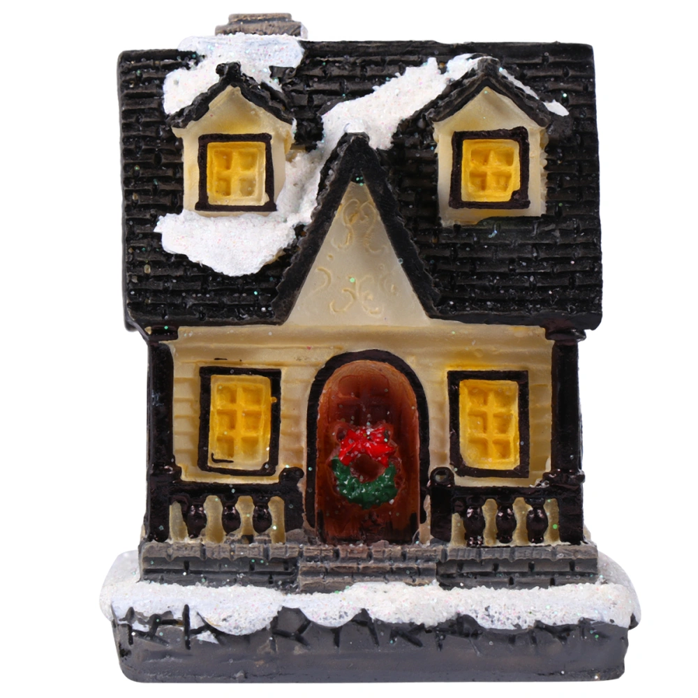 1Pc Christmas Luminous House with LED Light Resin Villa Craft Party Ornament