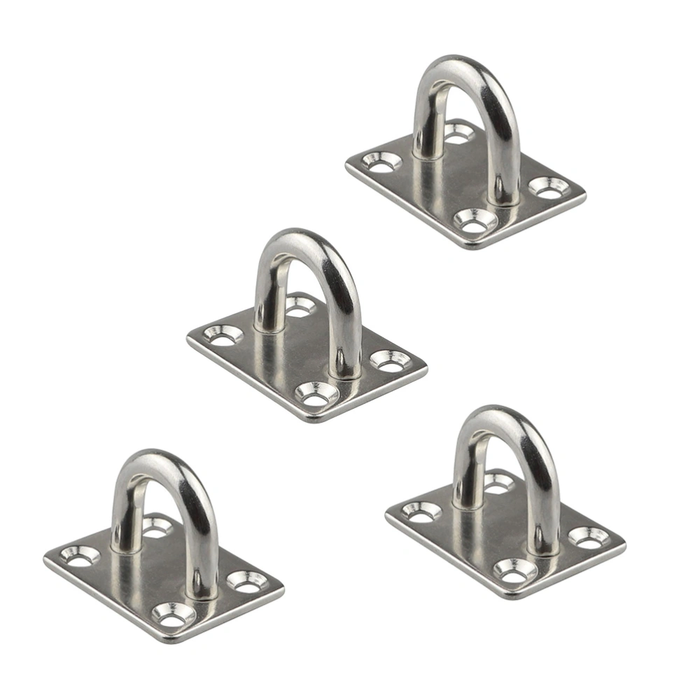 4pcs Square Eye Plates Stainless Steel Ring Hook Loop U-Shaped Ceiling Hooks