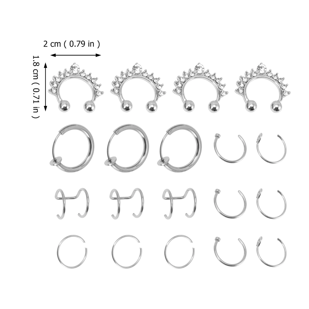 19pcs Fake Nose Rings No Piercing Nose Cuff Fashion Nose Jewelry for Women