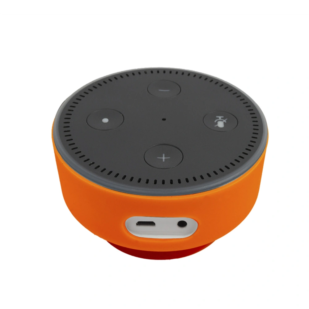 Silicone Case Protable Protective Case Cover Skin with Suction Cup Base for Echo Dot 2 (Orange)