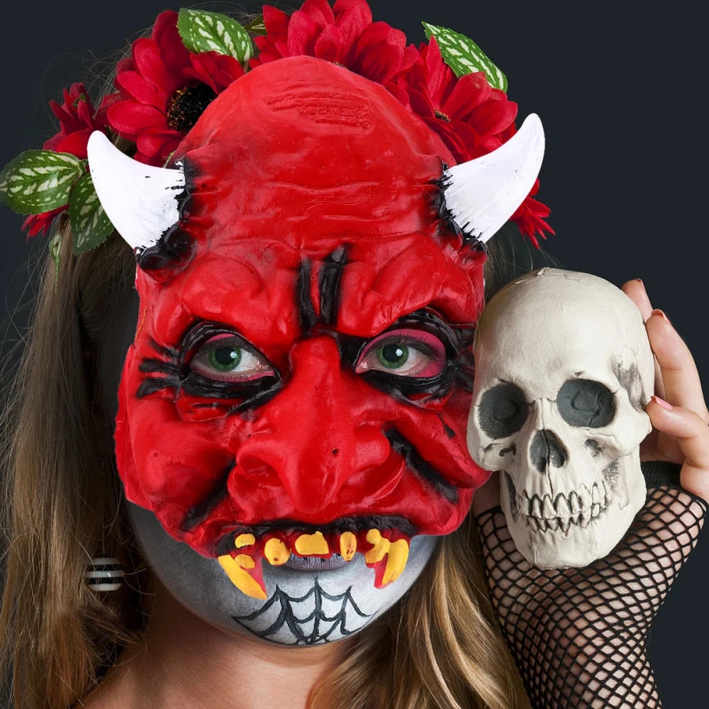 1 Pc Halloween Party Masks Red Ghost Mask Party Supplies Half Face