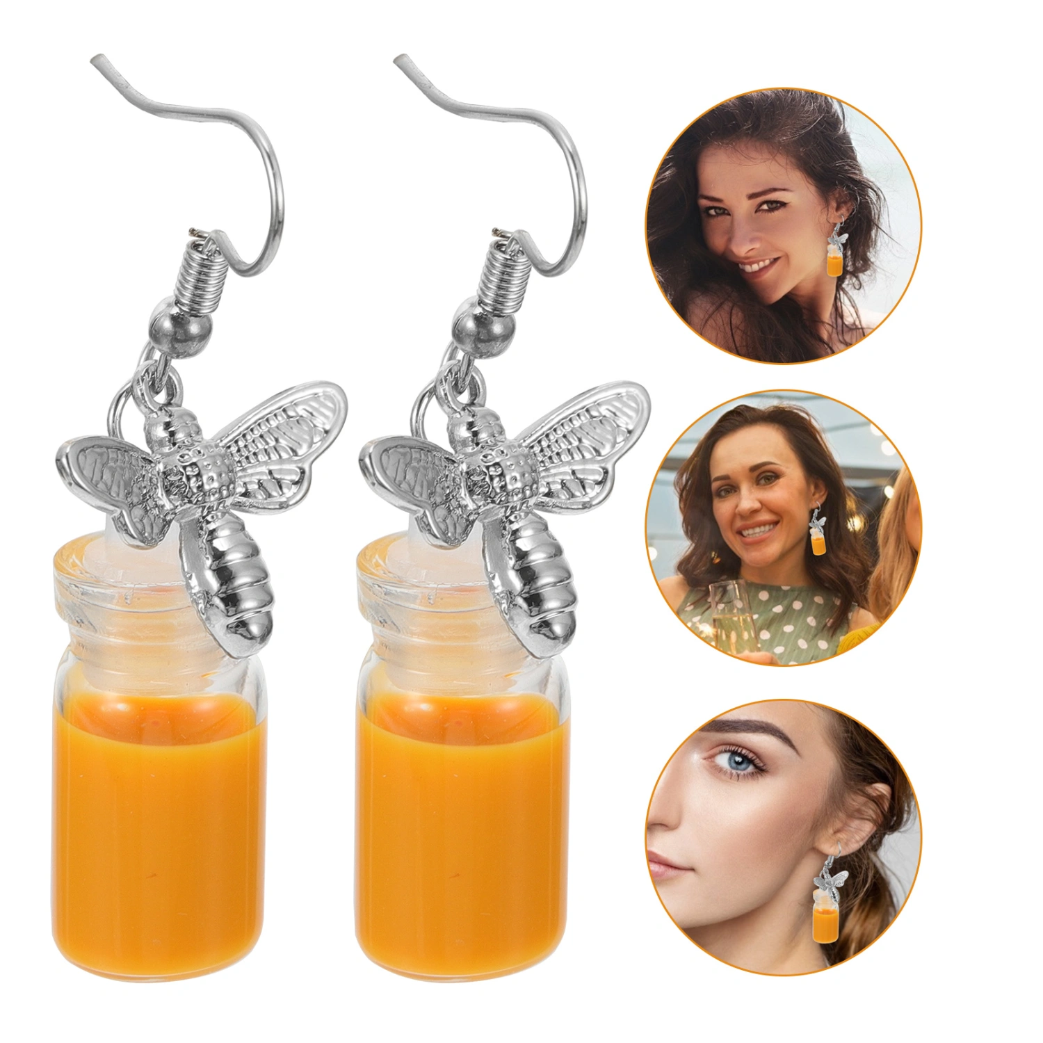 1 Pair Little Bee Dripping Oil Bottle Earrings Stylish Female Ear Accessories
