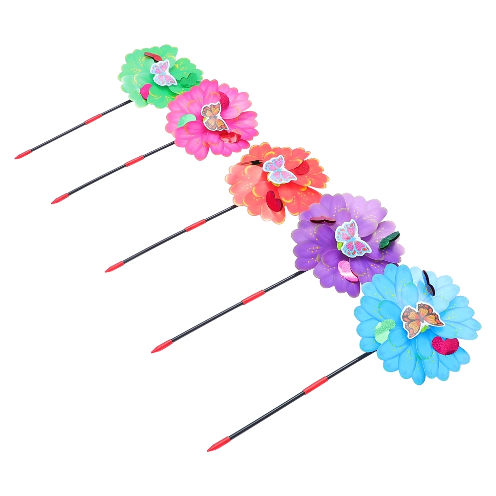 5pcs Plastic Butterflies Decor Pinwheel Decors Funny Kids Outdoor Windmill Toy