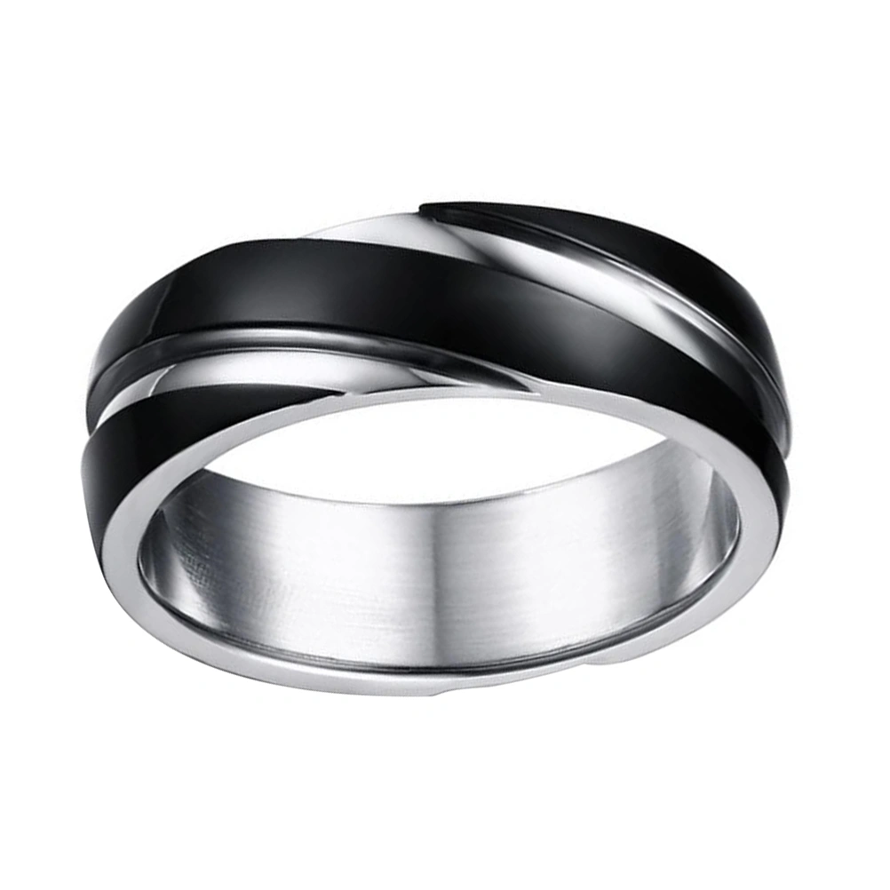 1Pc Black Titanium Steel Ring Simplicity Twill Ring Vintage Men Ring (Size 5)