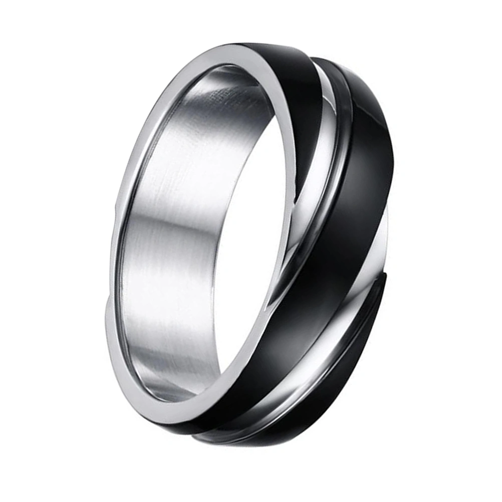 1Pc Black Titanium Steel Ring Simplicity Twill Ring Vintage Men Ring (Size 5)