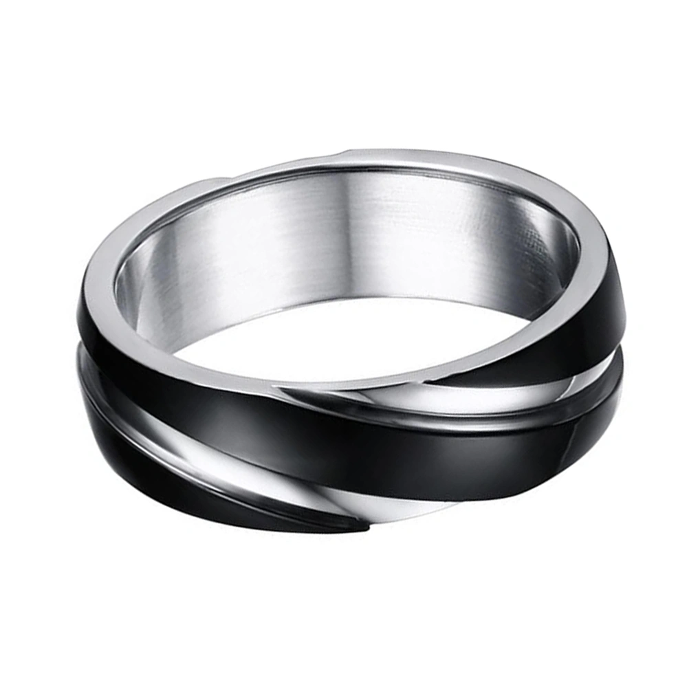 1Pc Black Titanium Steel Ring Simplicity Twill Ring Vintage Men Ring (Size 5)