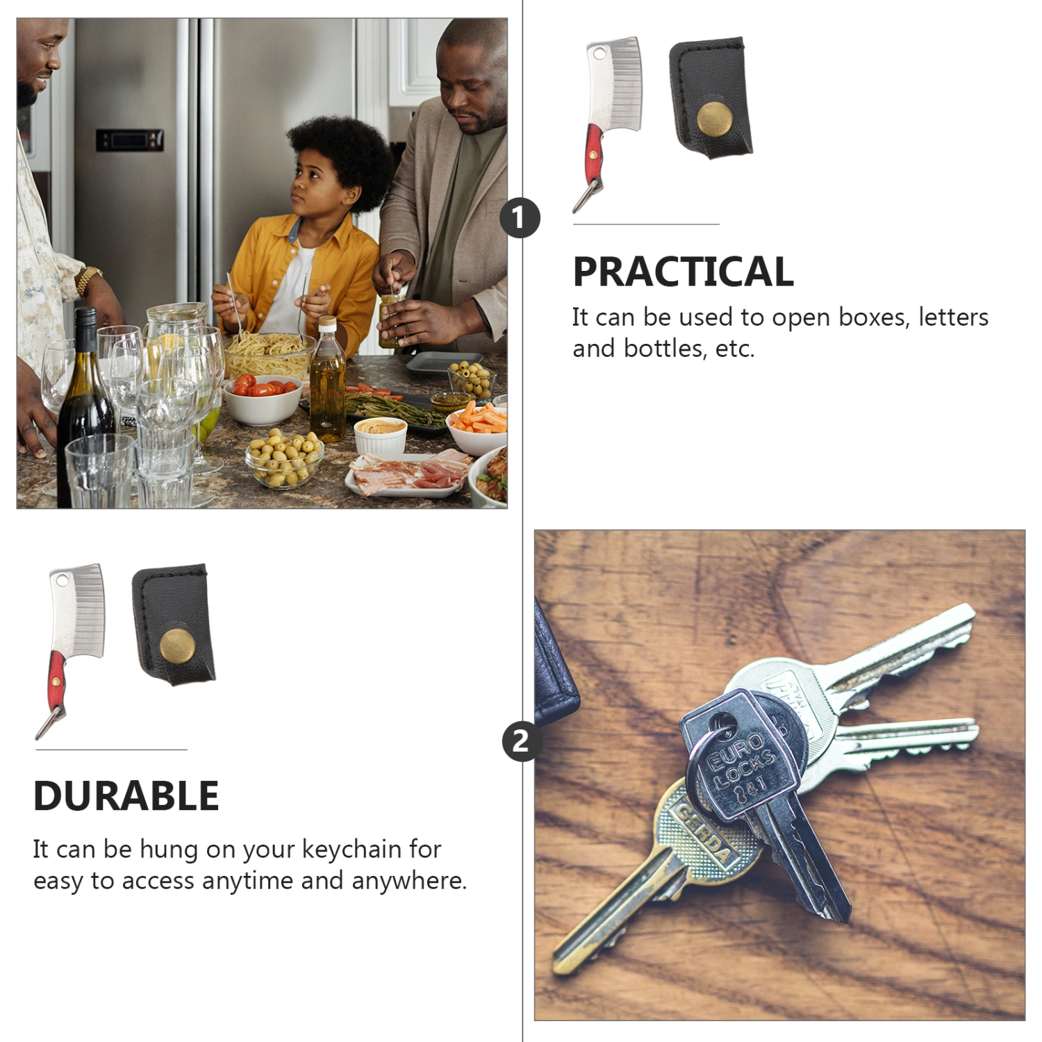 1pc Paper Cutter Keychain Mini Kitchen Shape Box Cutter Bottle Opener