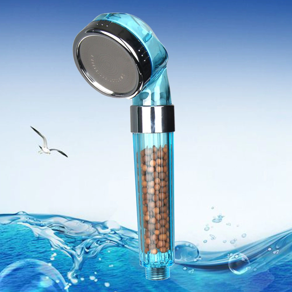 Filter Shower Head Negative Ion Shower Nozzle High Pressure Shower Head Water Saving Rainfall Sprayer Size L(Blue)