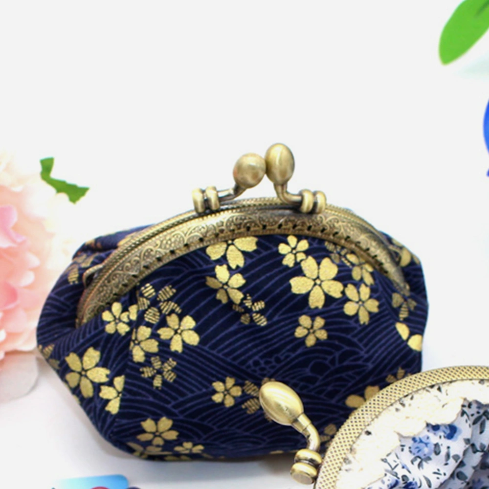 1Pc Cherry Blossom Pattern Change Purse Coin Purse Vintage Storage Bag