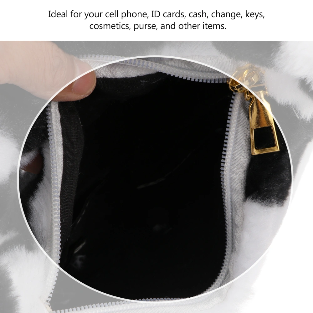 1Pc Plush Shoulder Bag Clutch Purse Tote Women Handbag Zipper Closure Pouch