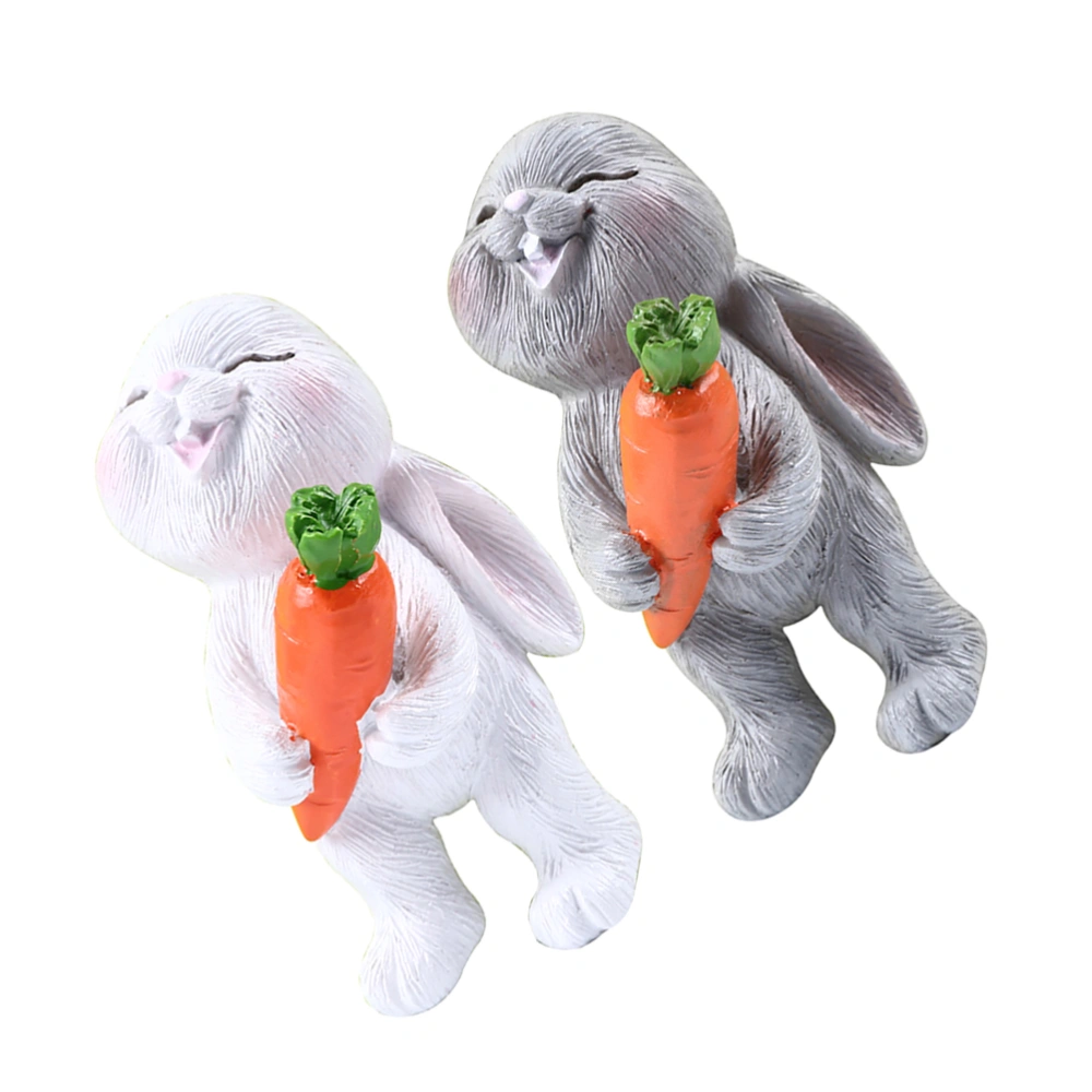 2pcs Cartoon Rabbit Shaped Hooks Punch Free Door Hooks Clothes Bag Coat Organizer Hanging Sundries Adhesive Hook (Gray Radish Rabbit + White Radish Rabbit)