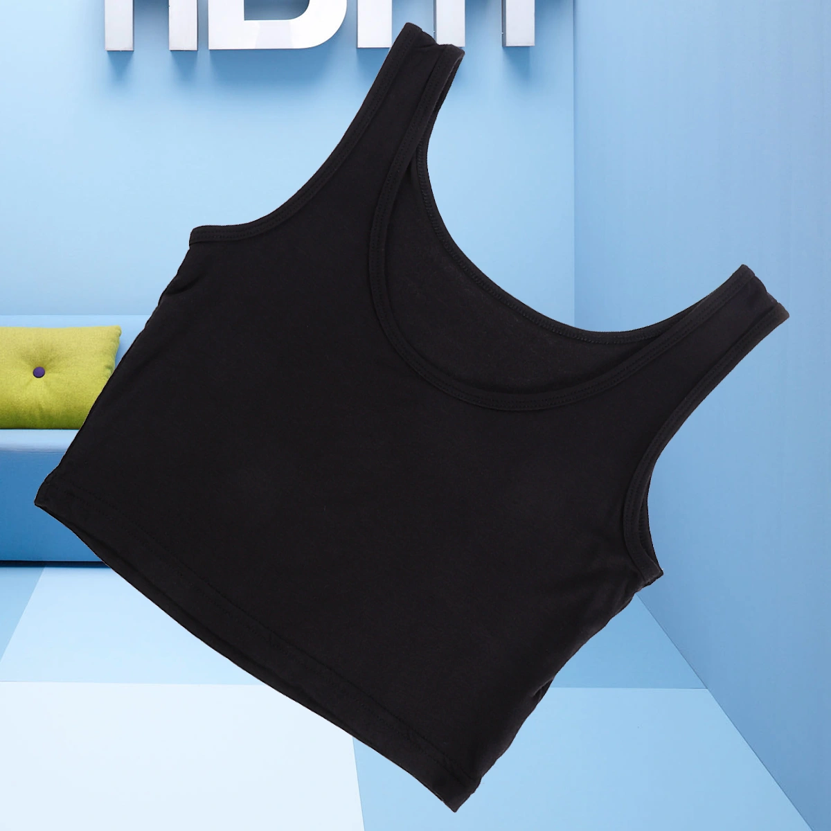Women Fashion Sports Vest Tank Vest Camisole Crop Shirt T Shirt (Black)