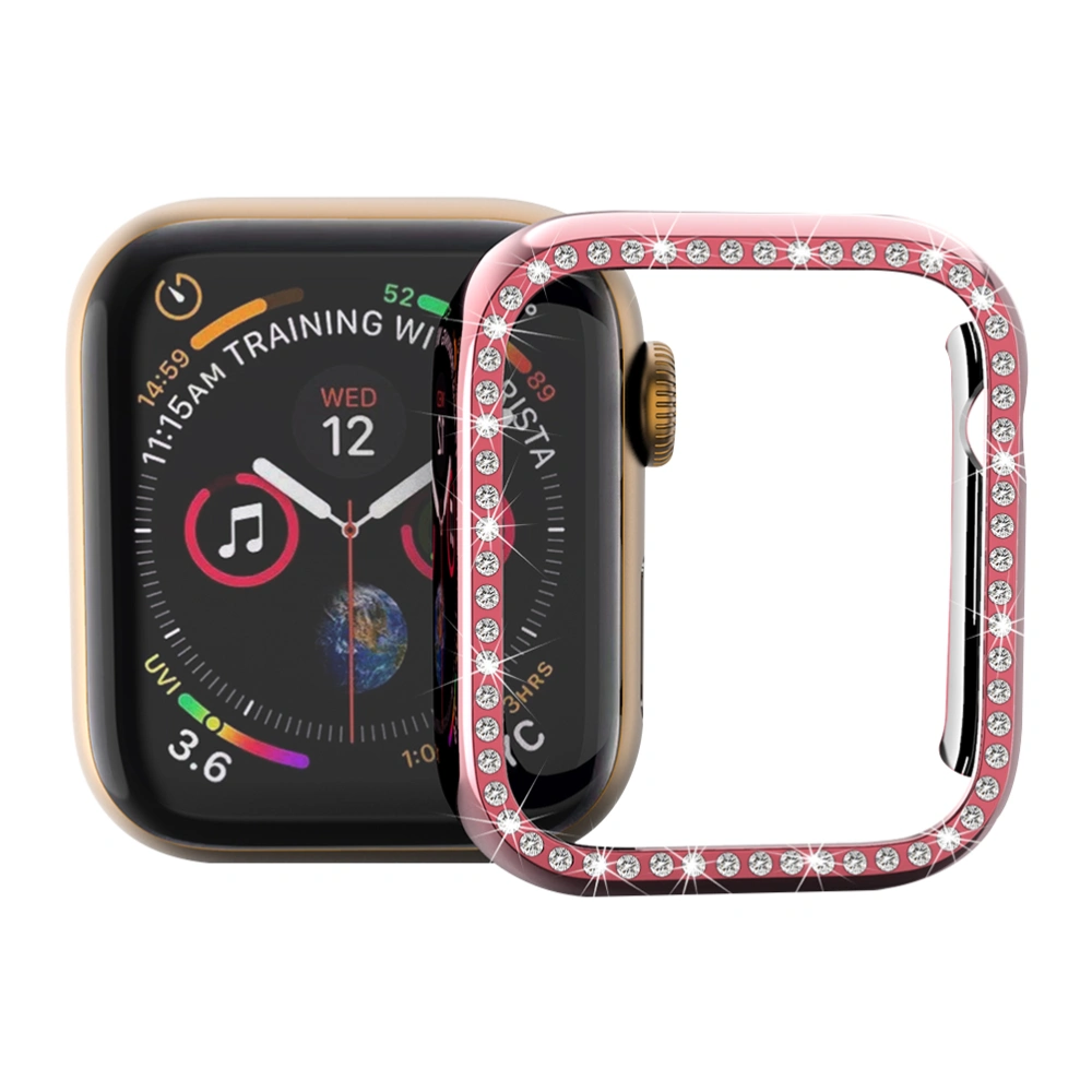 1pc Smart Watch Shell PC Delicate Rhinestone Inlaid Protective Case Drop Resistance Cover Compatible for Apple Watch Series 4 (40mm, Pink)