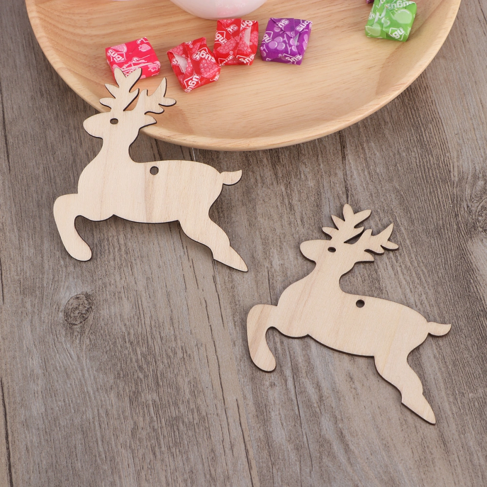 10pcs Christmas Wooden Hanging Decor Embellishments for Christmas Tree Home Wall Decor (Elk)