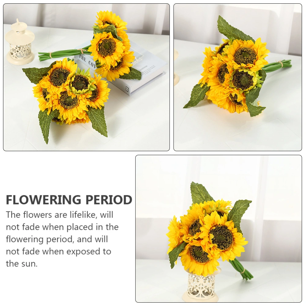 1pc Wedding Decorative Simulated Sunflower Bouquet Simulated Flower (Yellow)