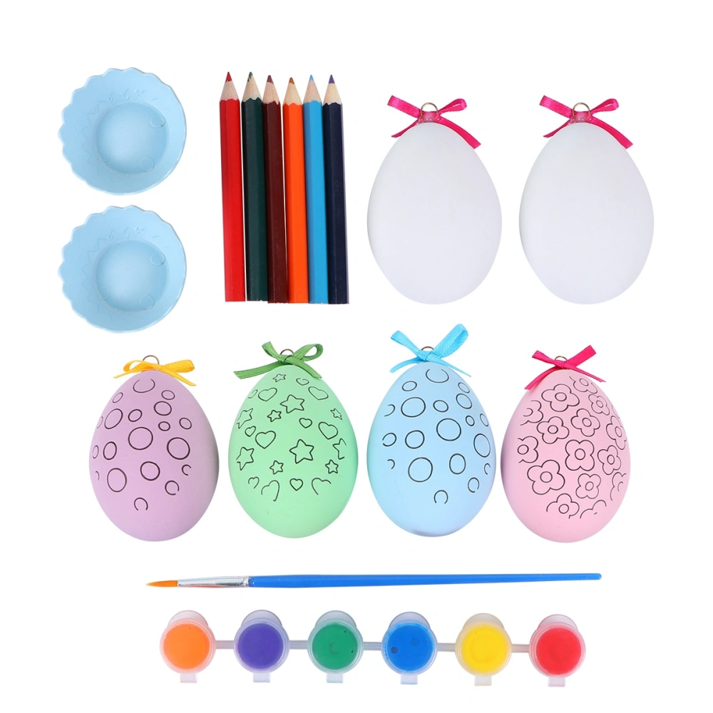 21pcs in 1 Set DIY Painted Easter Egg Colorful Printing Egg Kids DIY Painted Egg DIY Accessories Toys for Easter Party (Random Color and Pattern)