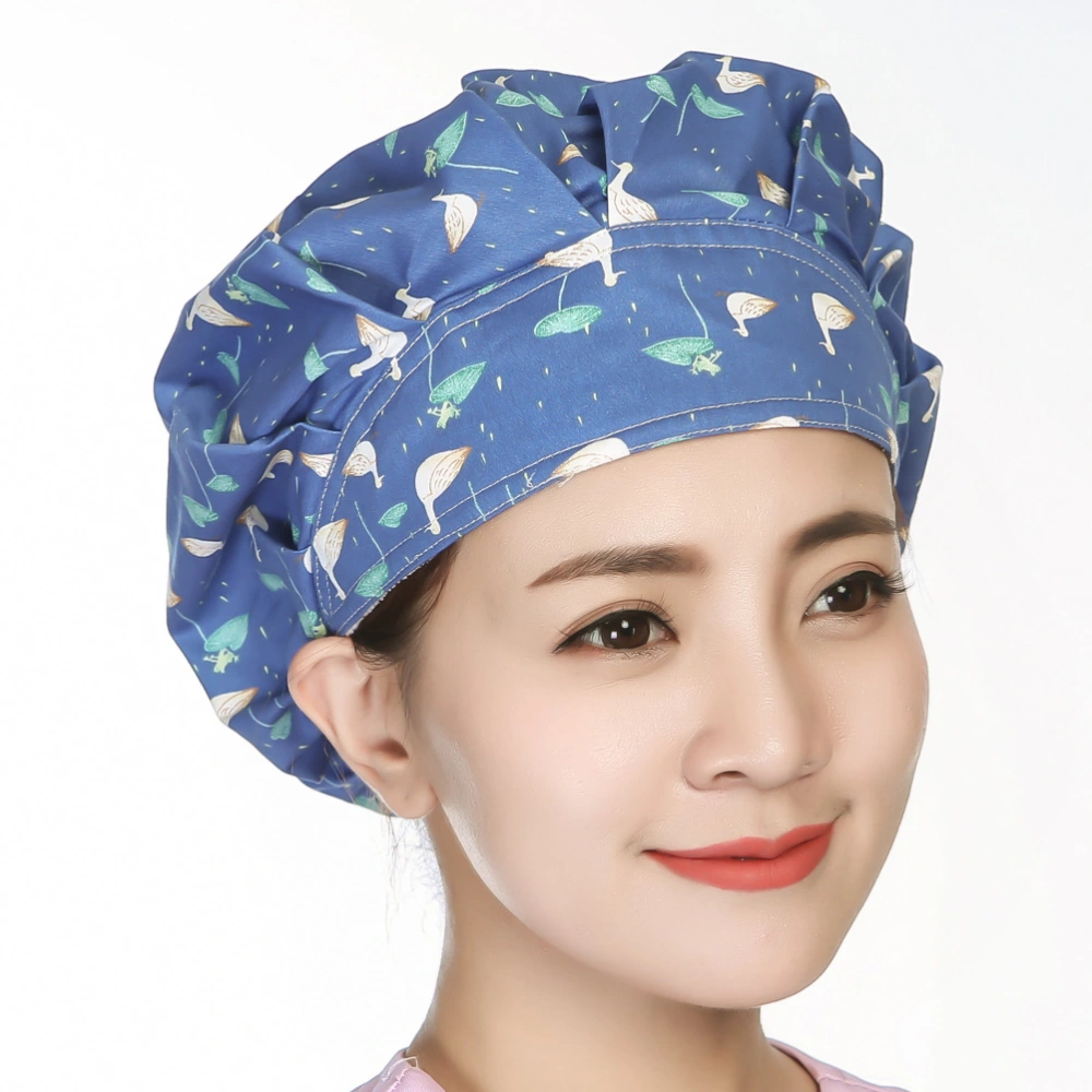 1PC Delicate Printing Sweat Absorbing Nurse Cotton Hat Doctor Working Hat Head Protector for Kitchen Cleaning Operating Room (Duck)