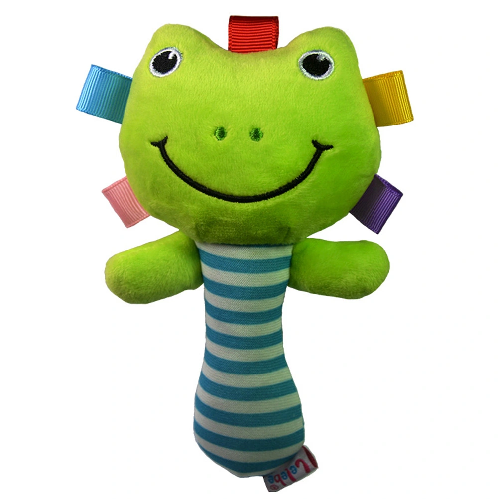 0-3 Year Baby Kids Cartoon Animal Plush Rattles Hand Bells BB Sound Educational Funny Toys Hand Rattle Toys Infant Dolls Gift for Newborn (Frog)