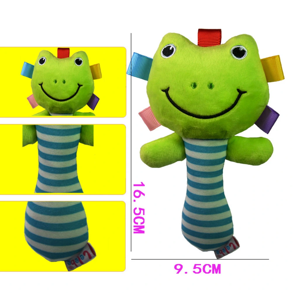 0-3 Year Baby Kids Cartoon Animal Plush Rattles Hand Bells BB Sound Educational Funny Toys Hand Rattle Toys Infant Dolls Gift for Newborn (Frog)
