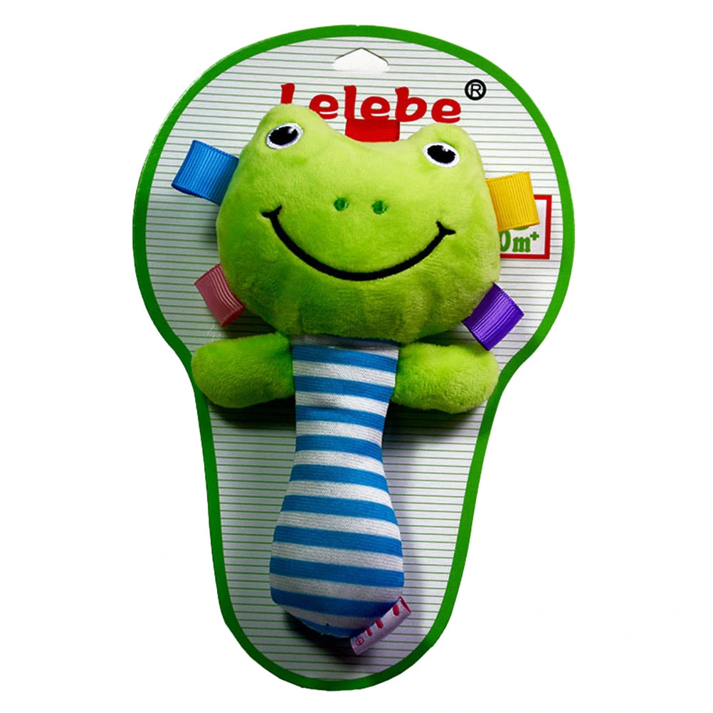 0-3 Year Baby Kids Cartoon Animal Plush Rattles Hand Bells BB Sound Educational Funny Toys Hand Rattle Toys Infant Dolls Gift for Newborn (Frog)