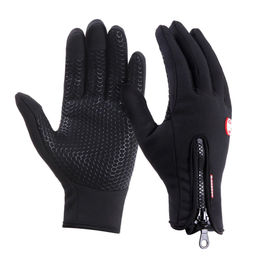 Winter Men's Windproof Touch Screen Gloves Winter Warm Driving Riding Gloves For Cold Weather Women Gloves(Black, Large)