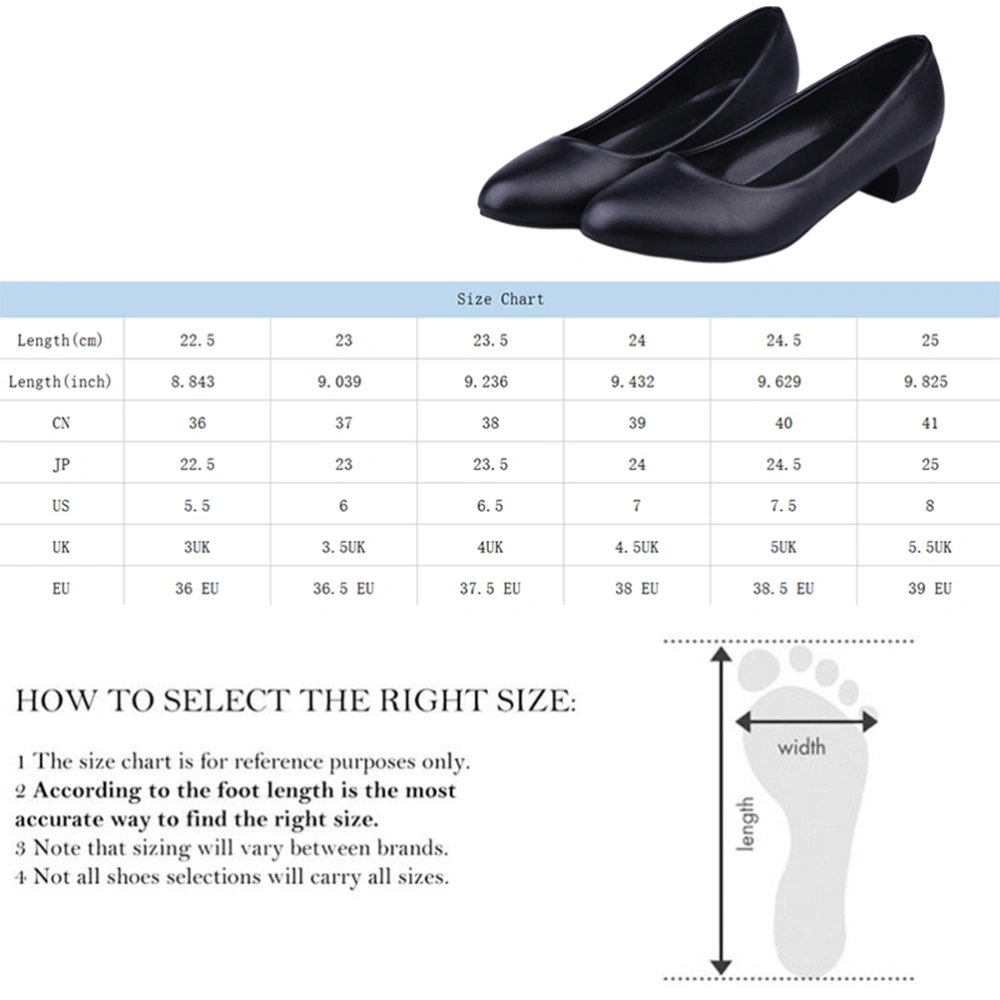 Professional Women Leather Shoes Shallow Mouth Single Shoes Round Head High-heeled Shoes (Size 37 36.5EU 6US 3.5UK)