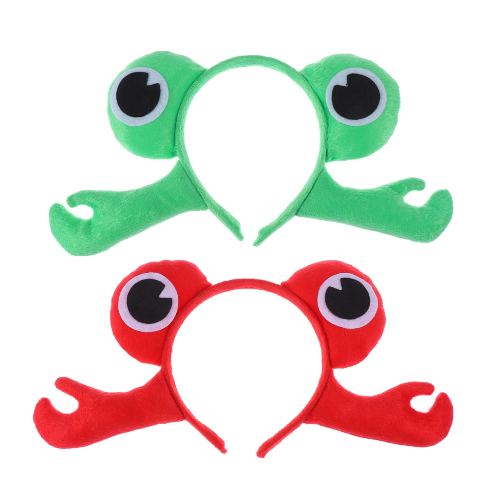 2pcs Christmas Hair Hoops Creative Crab Headdress Dragon Horn Headband Hair Accessories for Children Adults (Red and Green Each 1)