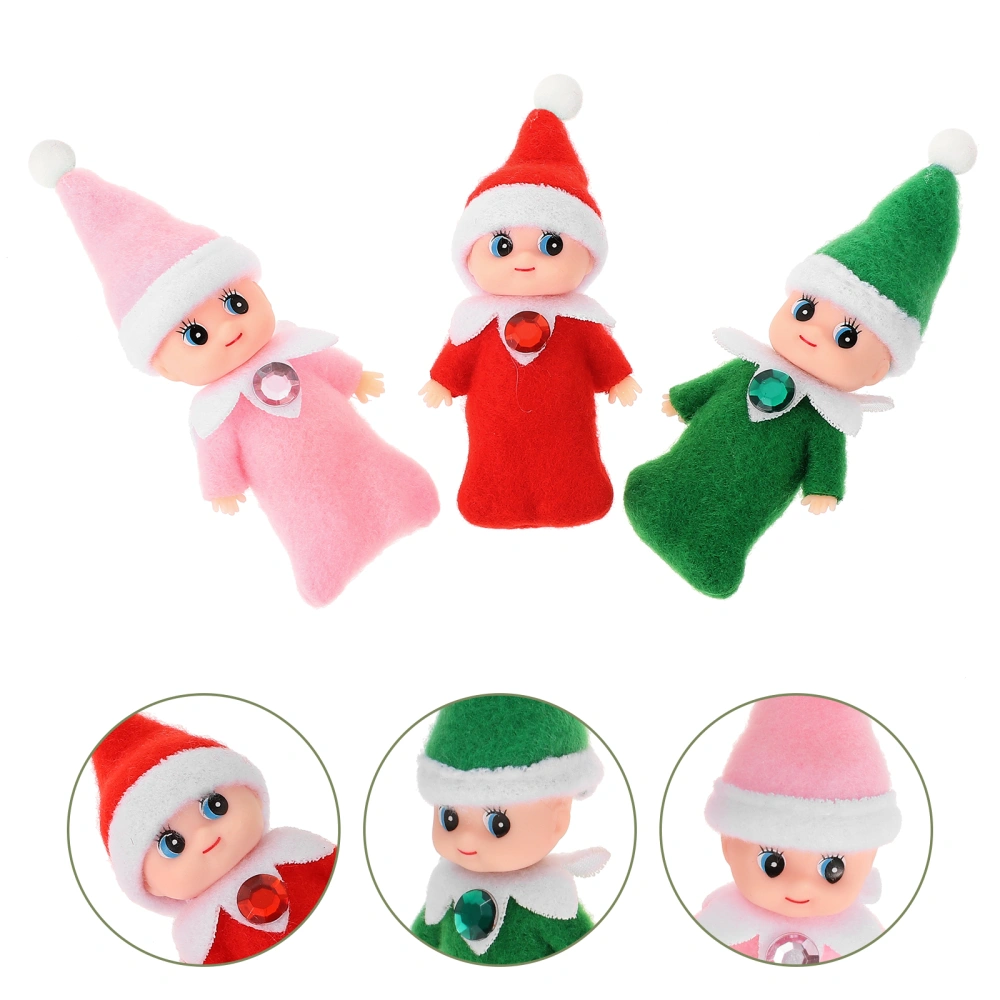 3Pcs Lovely Christmas Dolls Imitation Doll Toys Small Christmas Adornments