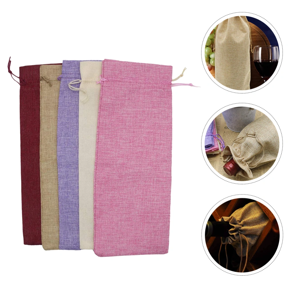 10pcs Champagne Bags Gift Bags Wine Bottle Cover Wrapping Drawstring Bags