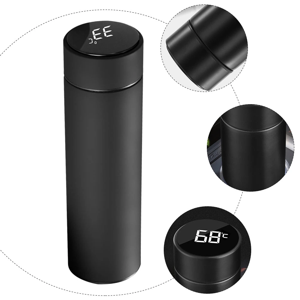 1Pc Intelligent Water Cup Temperature Display Cup Heat Preservation Cup Black