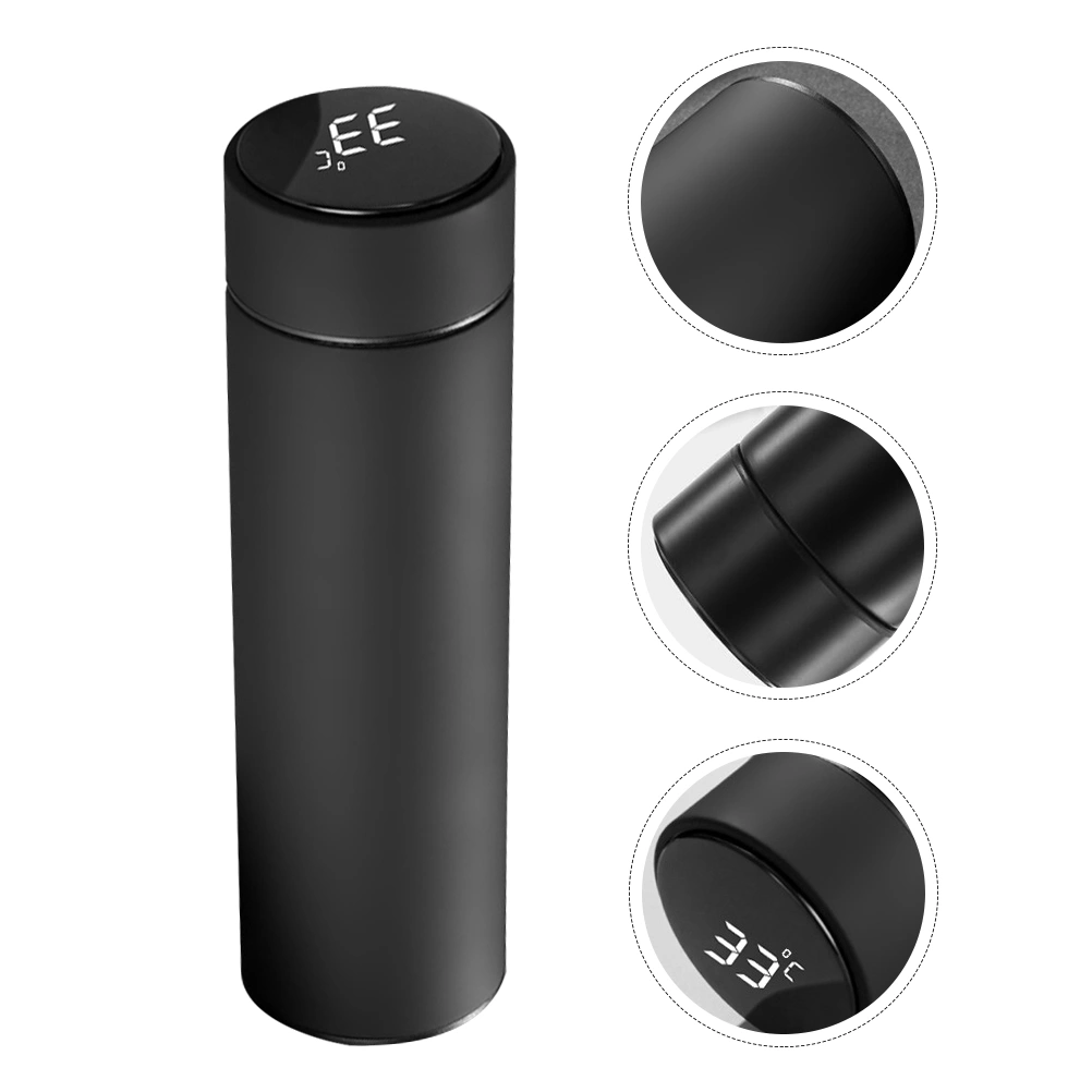 1Pc Intelligent Water Cup Temperature Display Cup Heat Preservation Cup Black