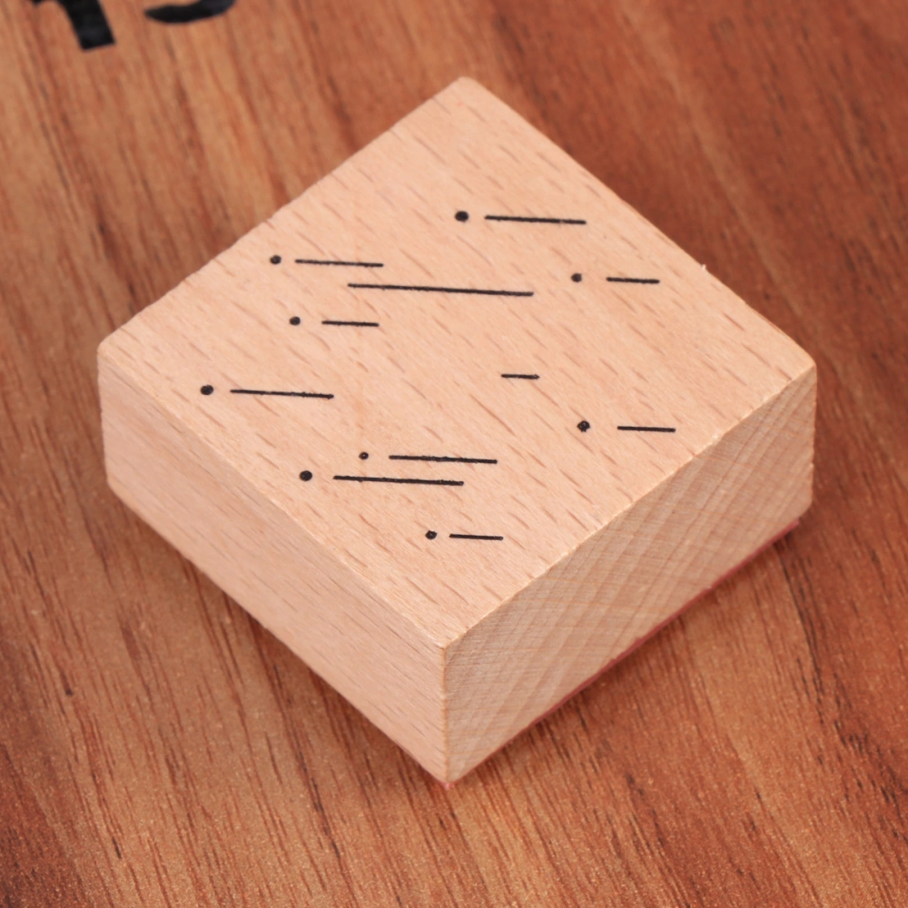 Stylish Geometric Pattern Wooden Rubber Seal Stamp for Scrapbooking Painting Cards Decor DIY Craft 40x40x20mm (Shooting Star)