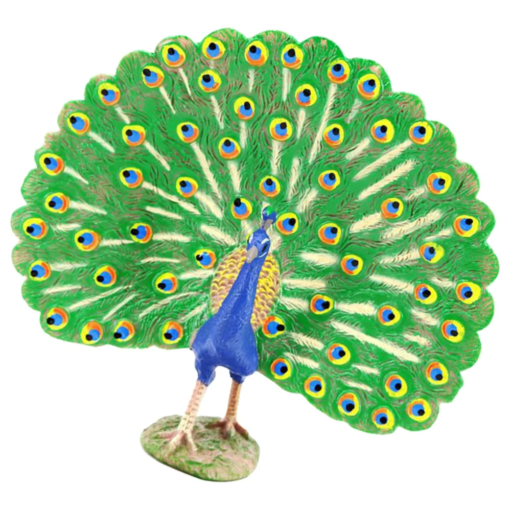 Peacock Figurine Desktop Plastic Peacock Art Craft Ornament Kids Peacock Cognitive Model