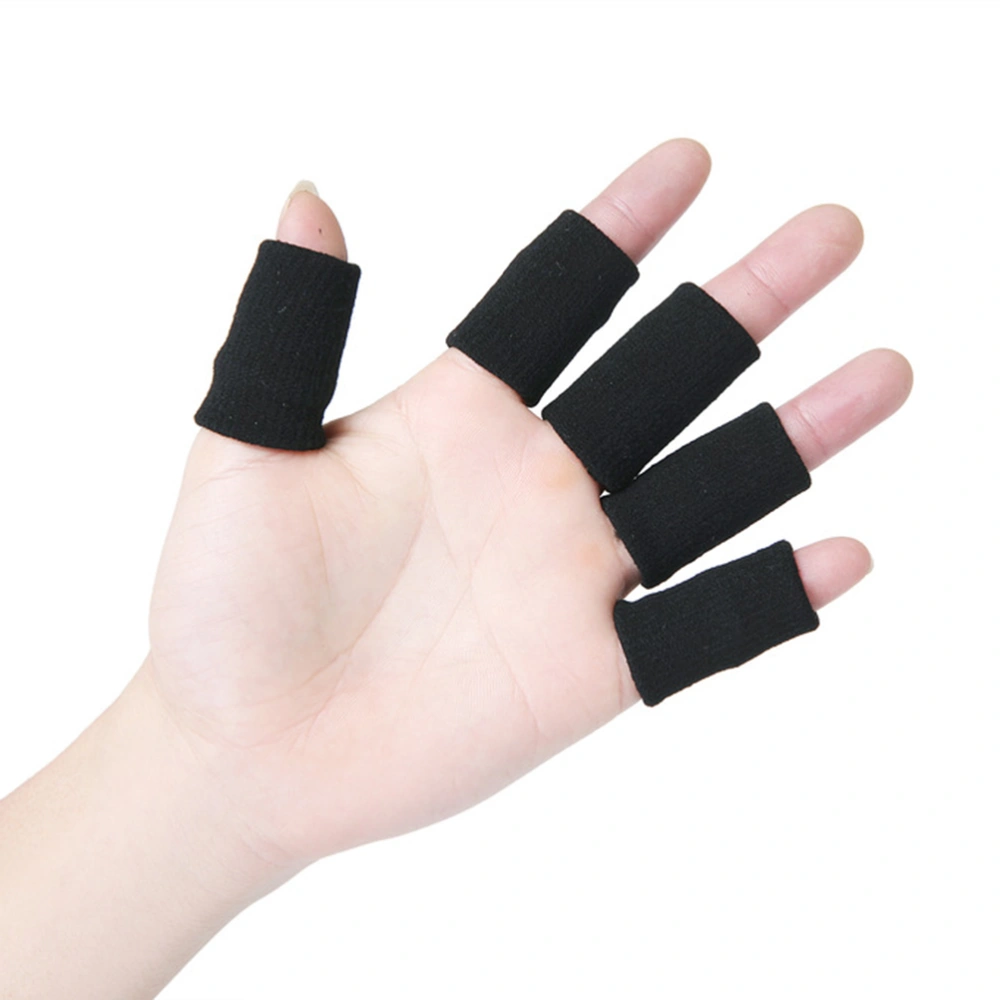 10 Pieces Finger Sleeves Thumb Braces Support Elastic Compression Protector Braces for Sports Relieving Pain Calluses Arthritis(Black)