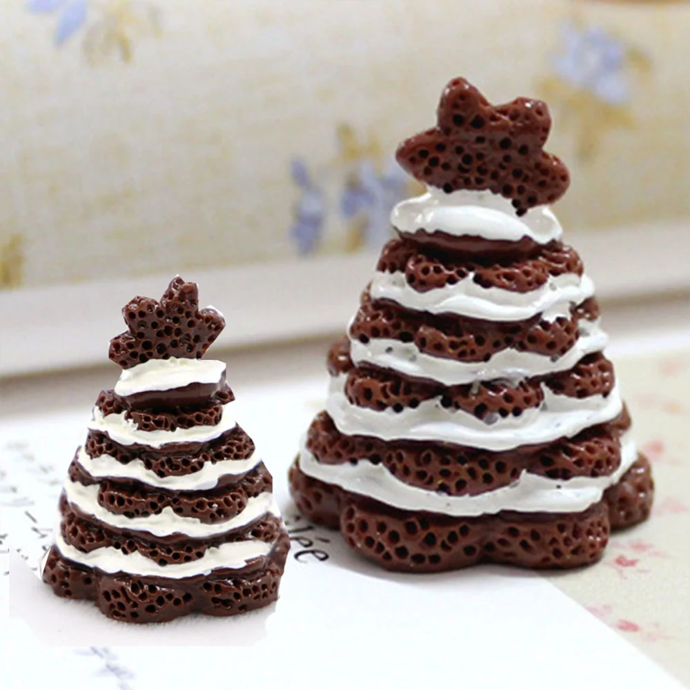 10pcs Christmas Chocolate Cake Toy Pendant Simulation Food Decoration Mini Resin DIY Hair Accessory